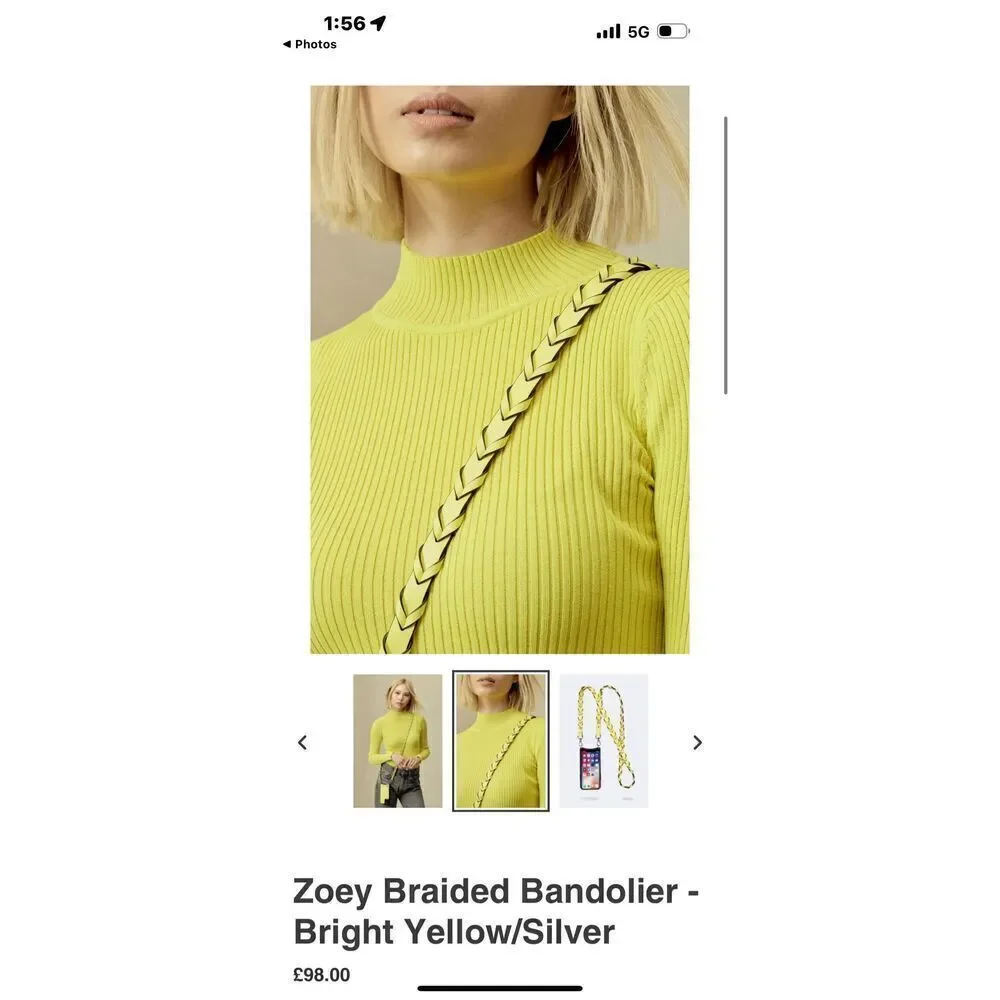 Bandolier yellow & silver braided Zoey crossbody /belt/strap rare htf NIP NWT